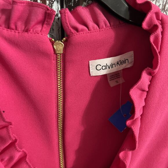 Calvin Klein wide leg ruffled jumpsuit romper Sz 12 pink cottage core feminine - Picture 4 of 13